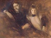 Eugene Carriere Alphonse Daudet and His Daughter (mk06) oil painting on canvas